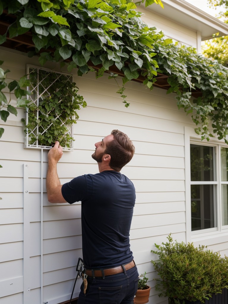 Installing a decorative lattice, which can be adorned with climbing plants for added privacy.