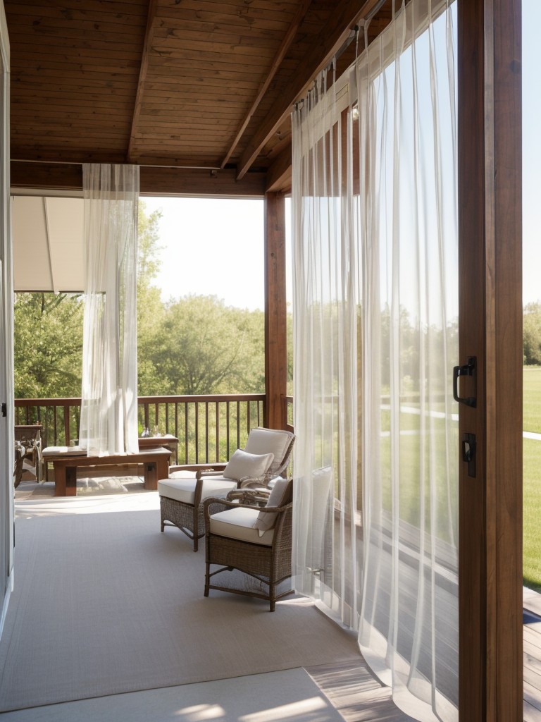 Using outdoor sheer curtains or drapes to add a touch of elegance while providing privacy.