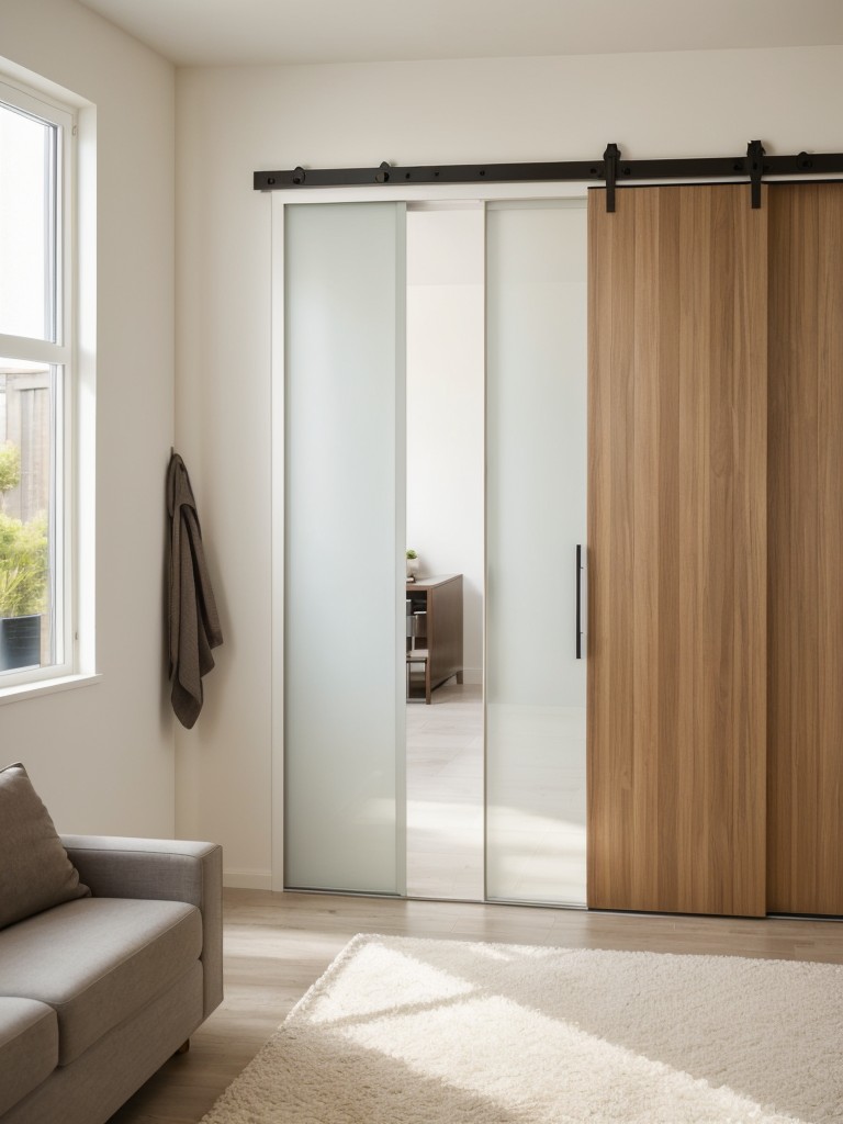 Consider incorporating sliding doors instead of traditional swing doors to save space and add a modern, streamlined aesthetic to your apartment.