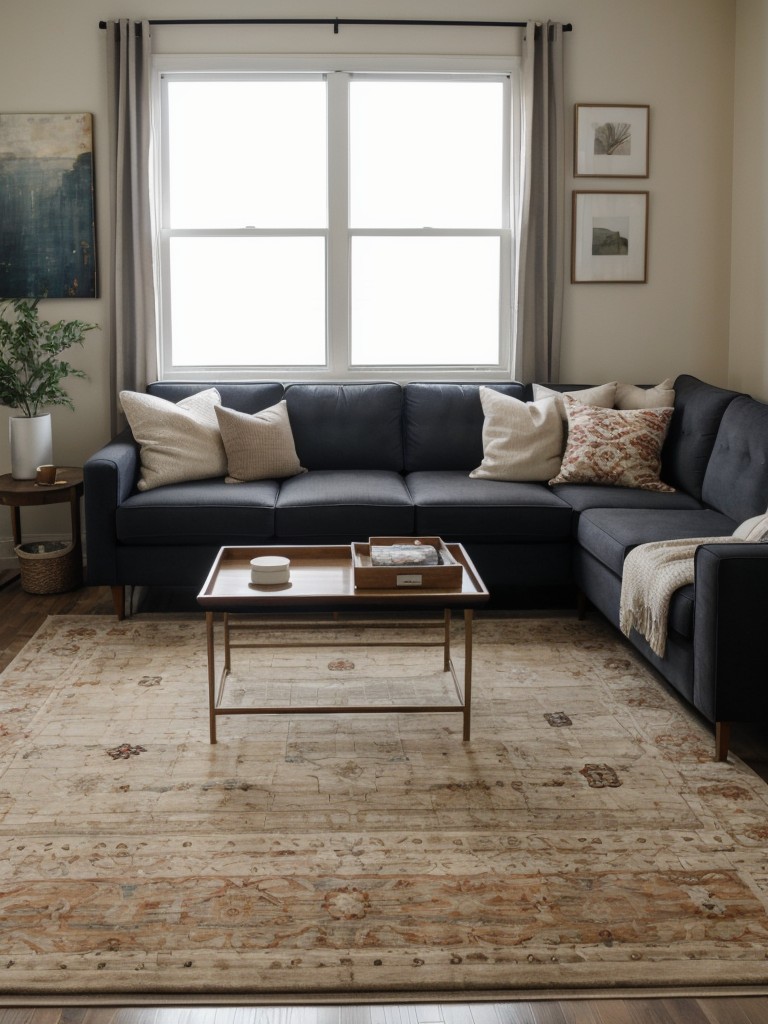 Use large, statement rugs to anchor and define different areas within the railroad apartment, making the space feel more intentional and cohesive.