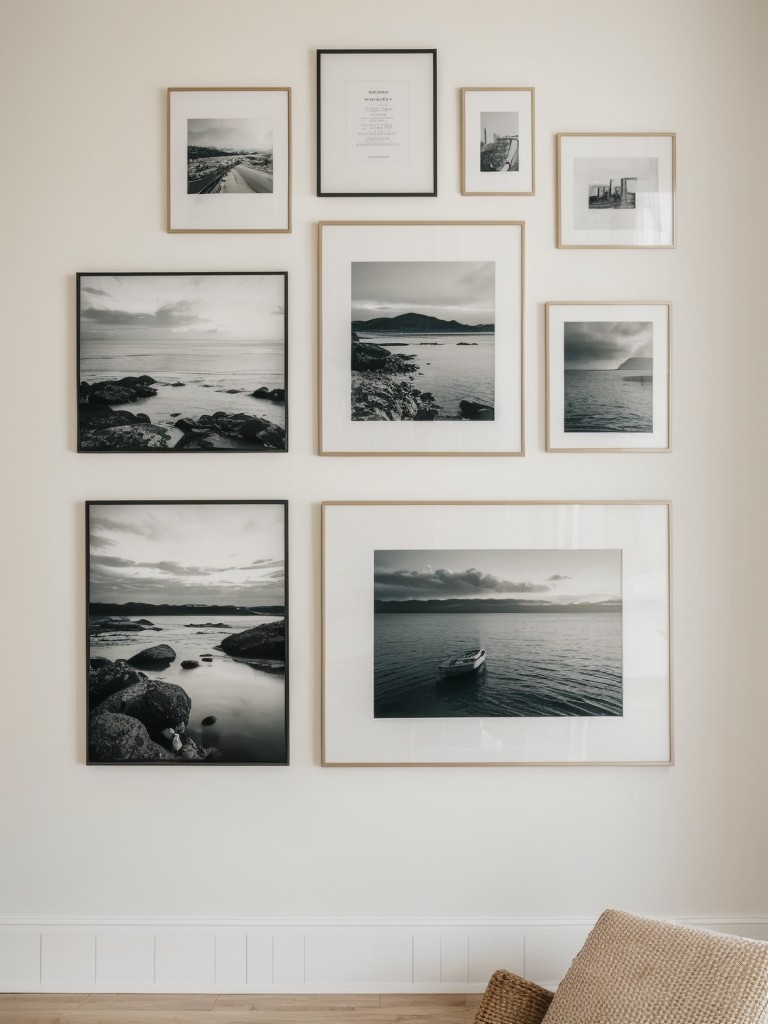 A gallery wall kit with various sized frames and prints for a curated look.