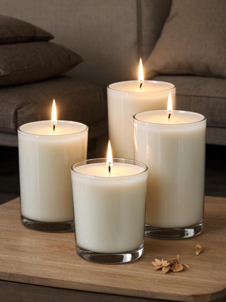 A selection of scented candles for a relaxing and cozy atmosphere.