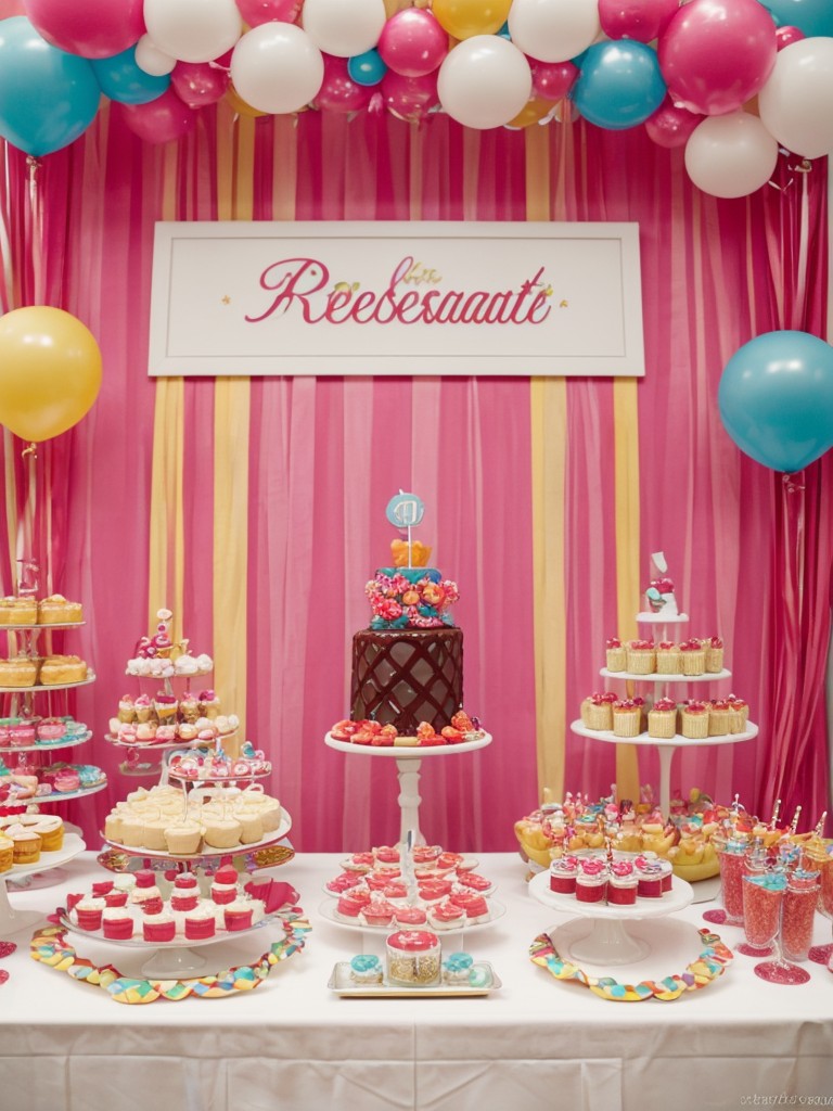 Include a dessert table with a variety of sweet treats decorated with party-themed designs and colors.