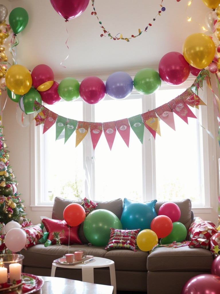 Incorporate vibrant and cheerful decorations like balloons, streamers, and fairy lights to bring a festive atmosphere to your apartment.