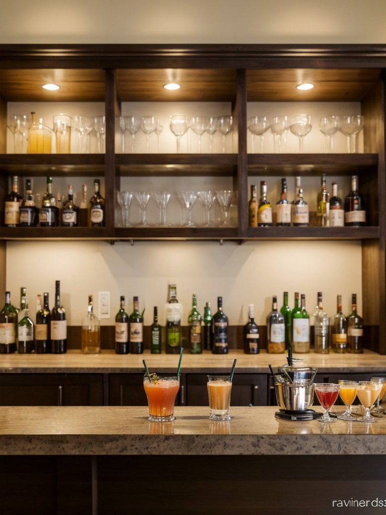 Set up a bar area with a selection of drinks, mixers, and garnishes for guests to enjoy as they socialize and celebrate.