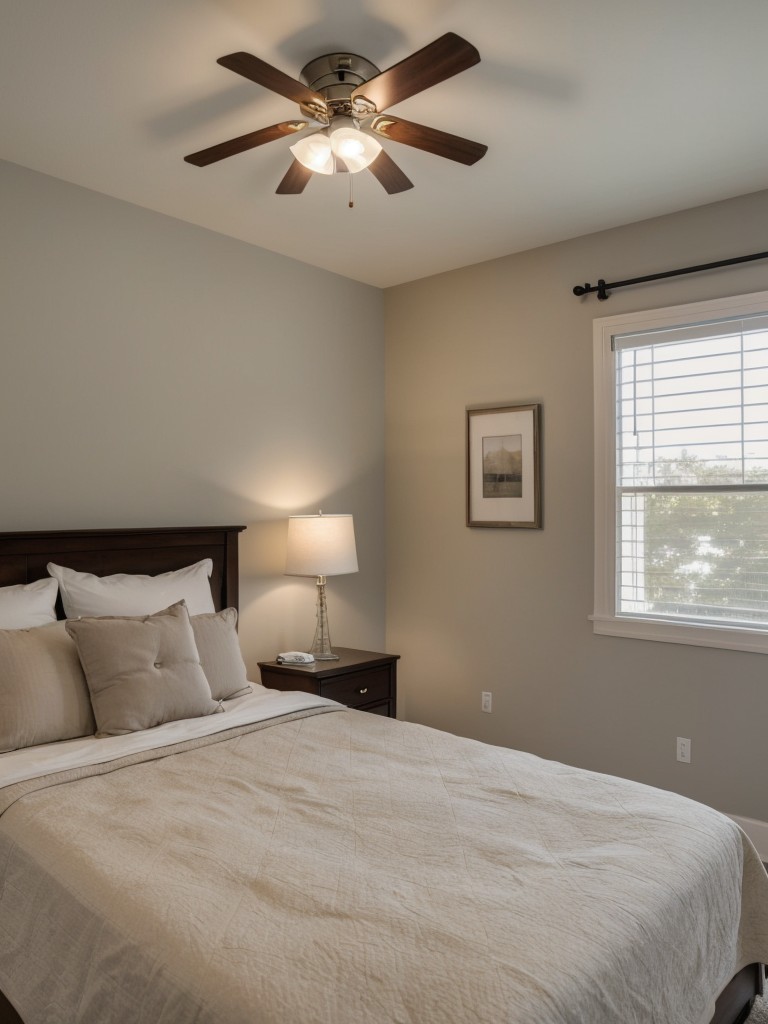 Install a dimmer switch for the bedroom's overhead lighting to adjust the ambiance accordingly.
