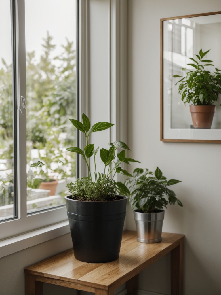 Add a touch of nature to your rental living room with indoor plants or a small herb garden on the windowsill.