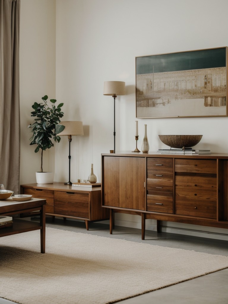 Incorporate a statement piece of furniture, such as a unique armchair or a vintage sideboard, to make your rental living room stand out.