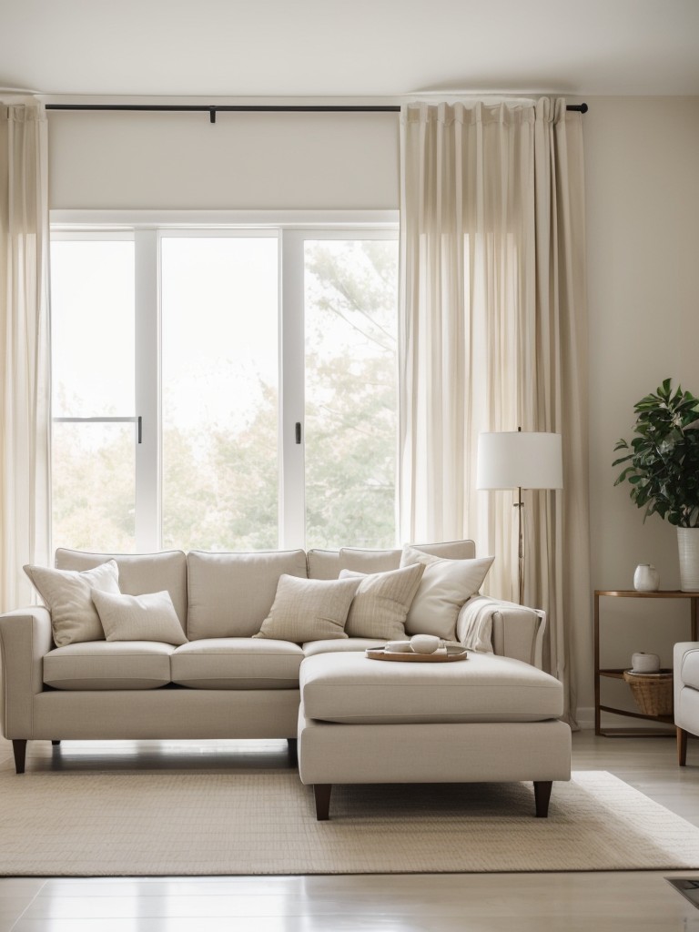 Opt for furniture with clean lines and a neutral color palette to create a timeless and versatile look in your rental living room.