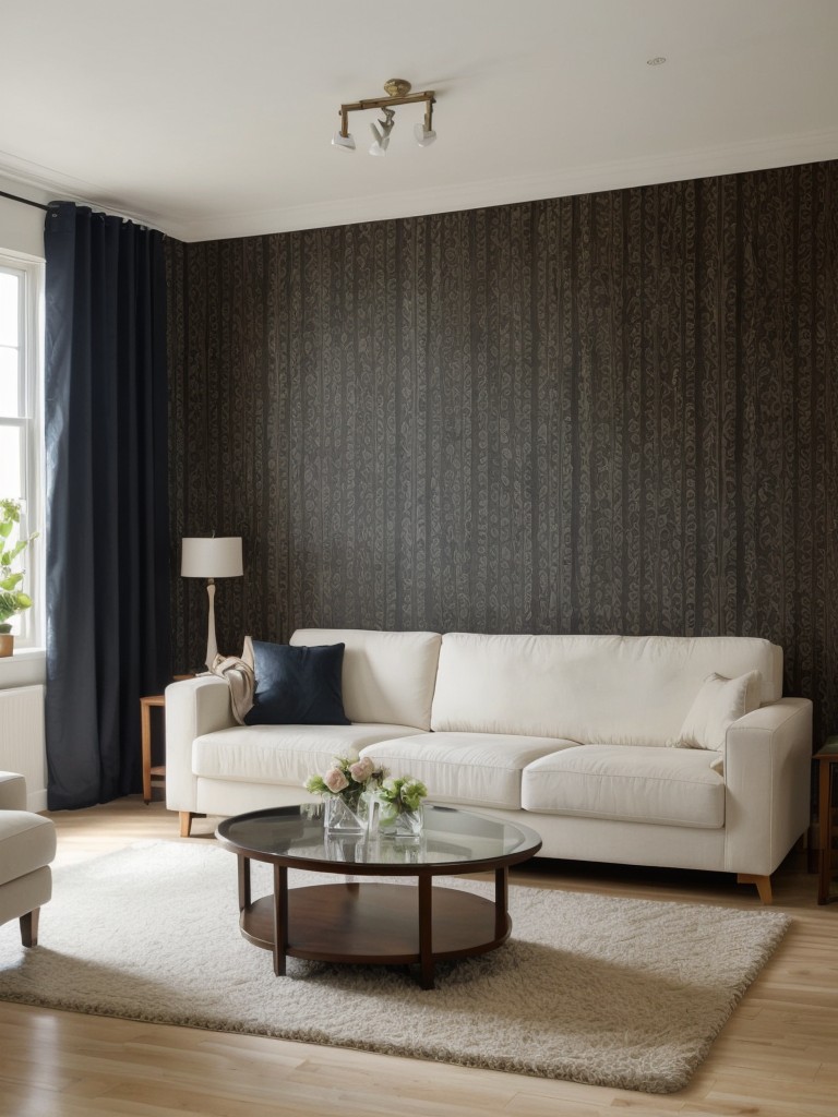 Use removable wallpaper or wall decals to add visual interest and personality to your rental living room.