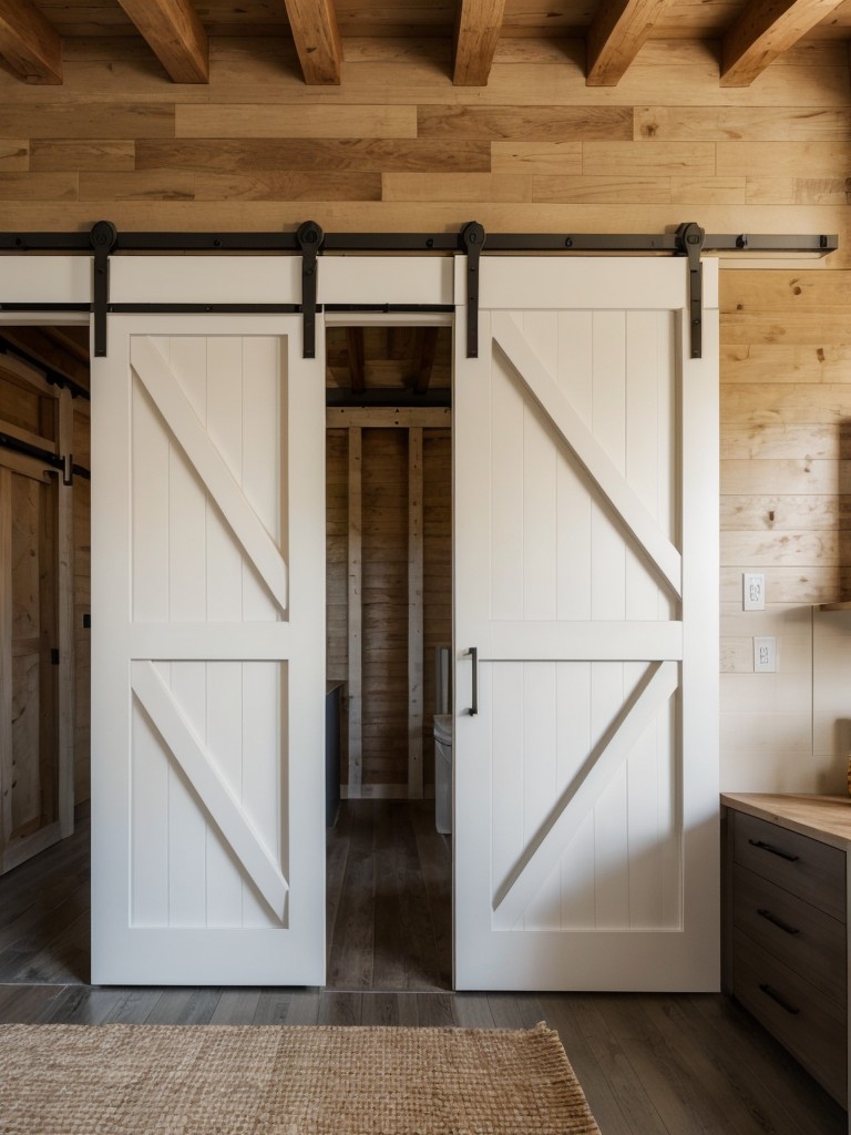 Incorporating a sliding barn door that can be left open for an open concept or closed to create privacy.