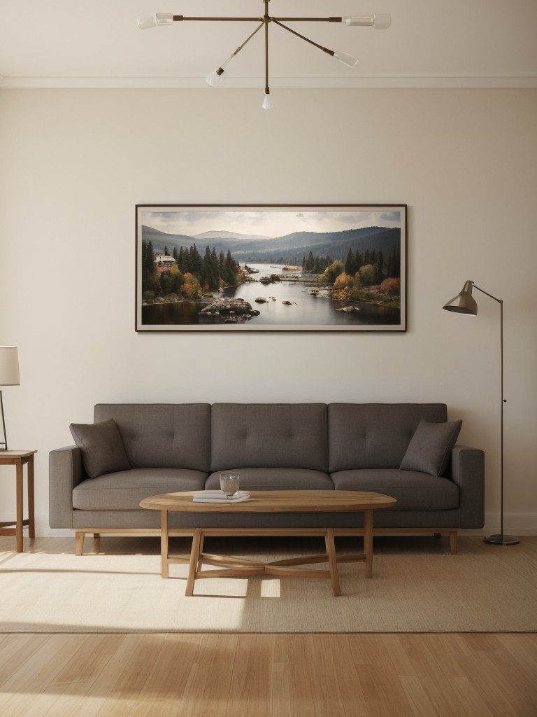 Using a combination of large framed artworks or wall hangings to define separate living areas.