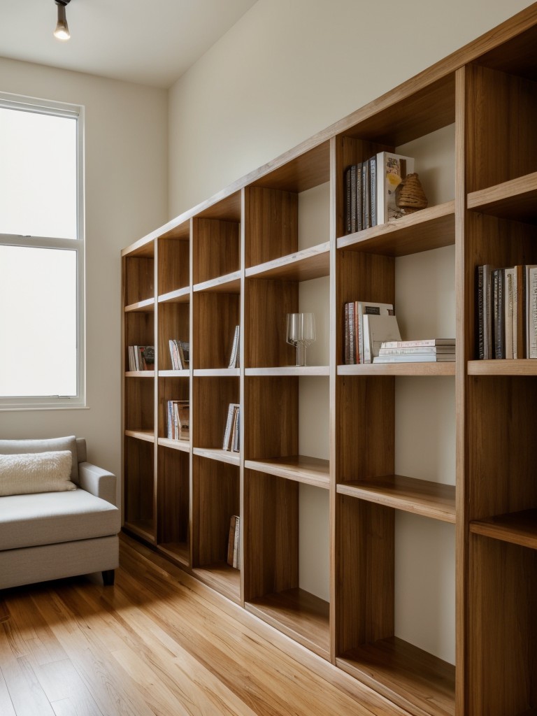 Incorporate a large floor-to-ceiling bookcase that doubles as a room divider and storage solution.