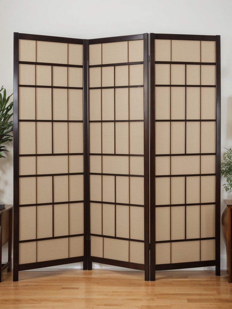 Install a decorative folding screen to create a visual separation between different zones in the studio.