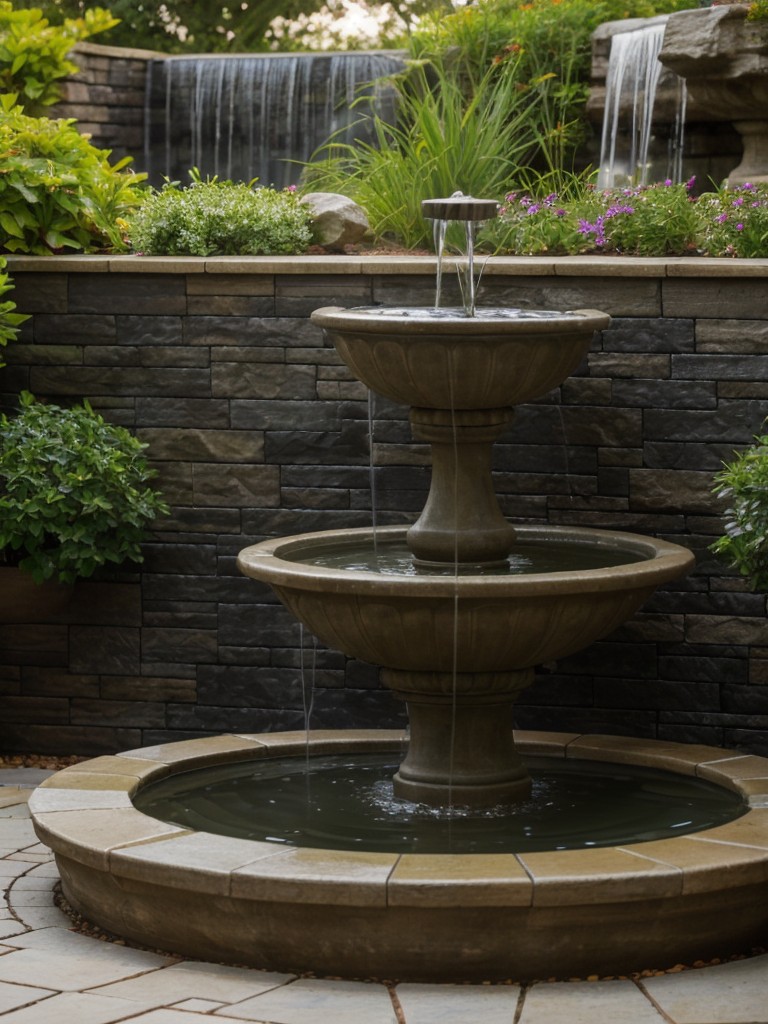 Incorporate a water feature like a small fountain or a wall-mounted waterfall to create a soothing ambiance and mask any noise from the surrounding environment.