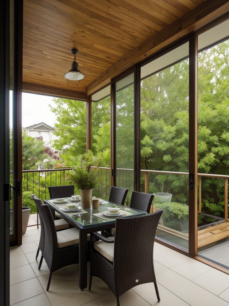 Utilize planters and vertical gardens to bring nature into your screened-in balcony, creating a refreshing and lush environment.