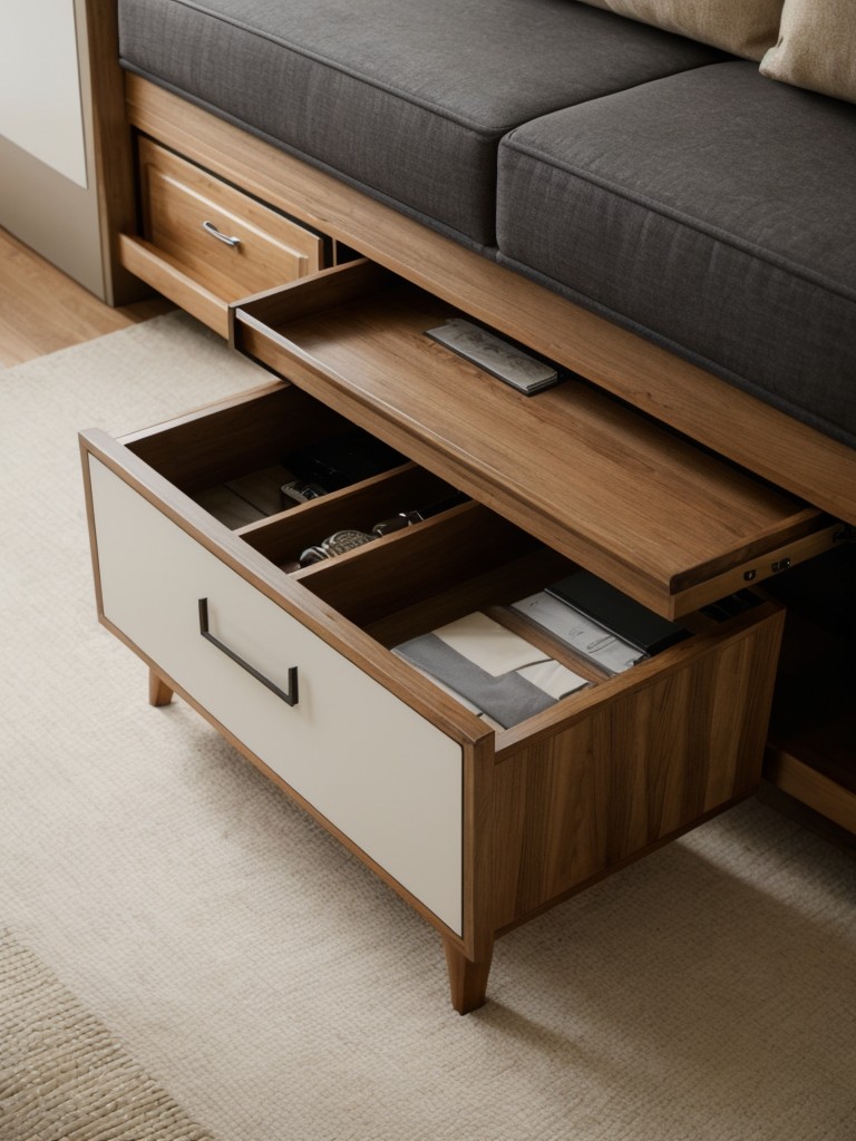 Opt for furniture with hidden storage compartments, such as coffee tables with hidden drawers or storage benches.