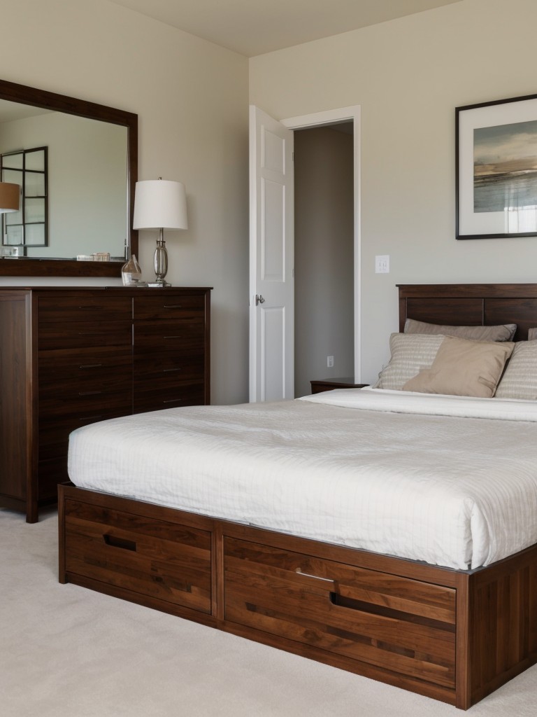 Utilize multifunctional furniture like storage ottomans or beds with built-in drawers to maximize space.