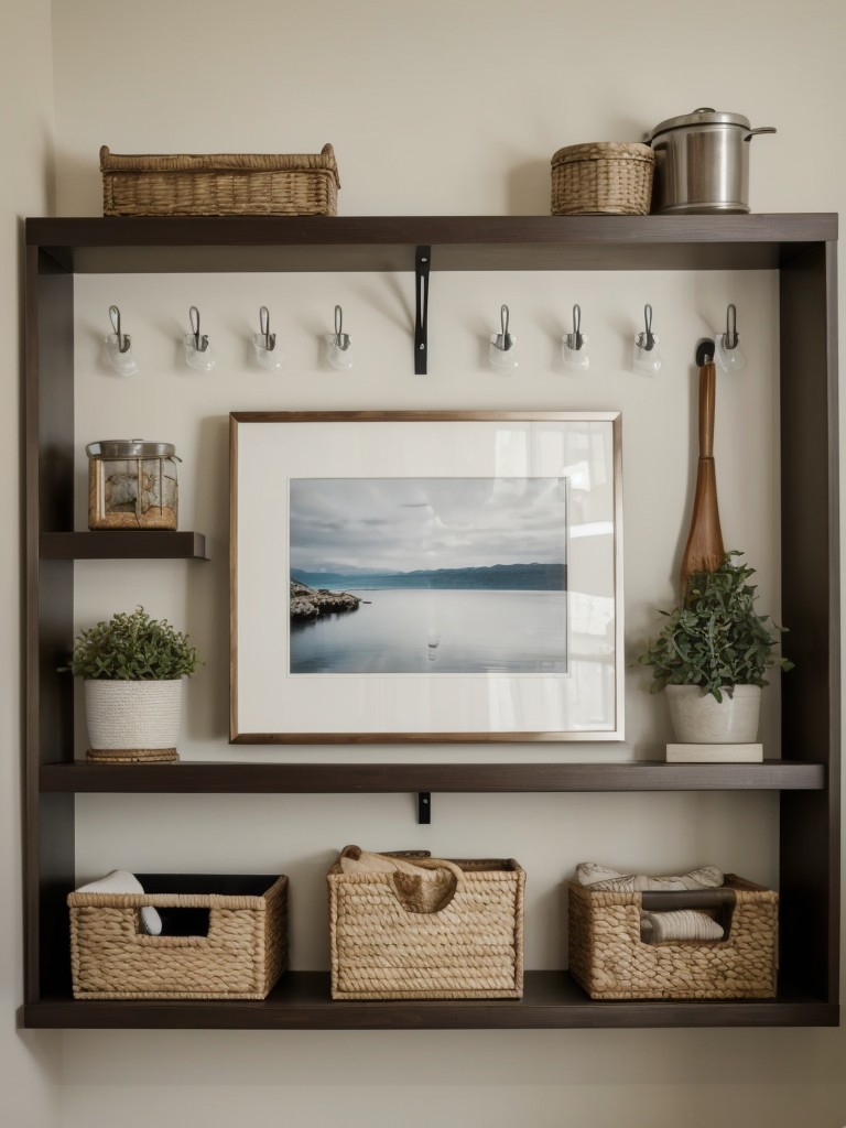 Utilize wall space to hang artwork, shelves, or hooks for additional storage and a personalized touch.