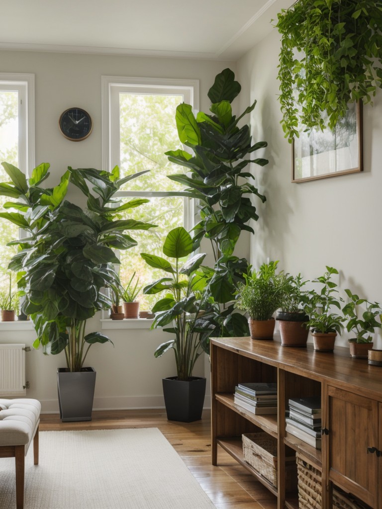 Incorporating plants or greenery to bring nature indoors and add vibrancy to the room.