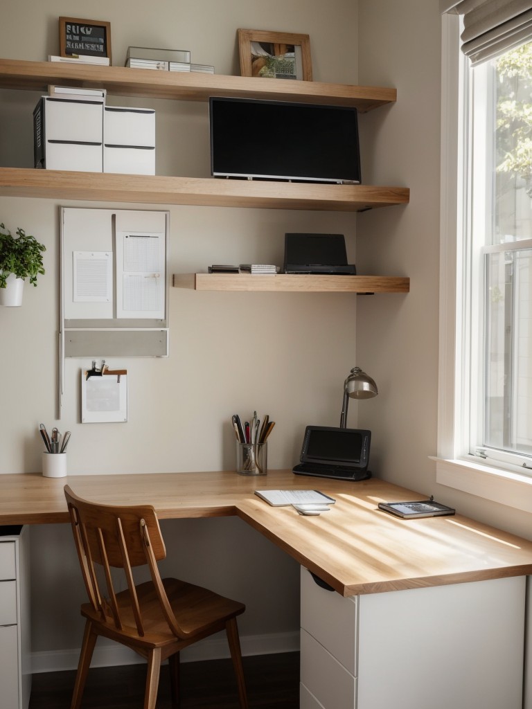 Incorporating a small home office area with a compact desk, task lighting, and functional storage for a productive work-from-home space.