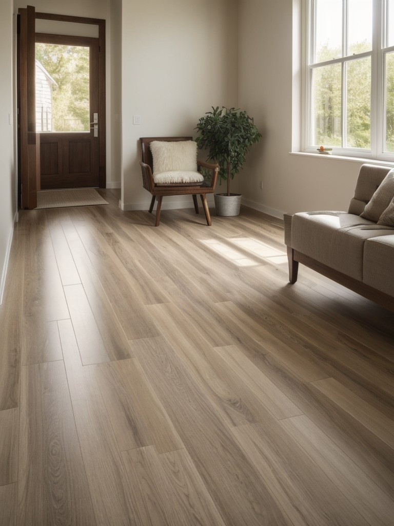 Create a visually distinct area by using different flooring materials or patterns.