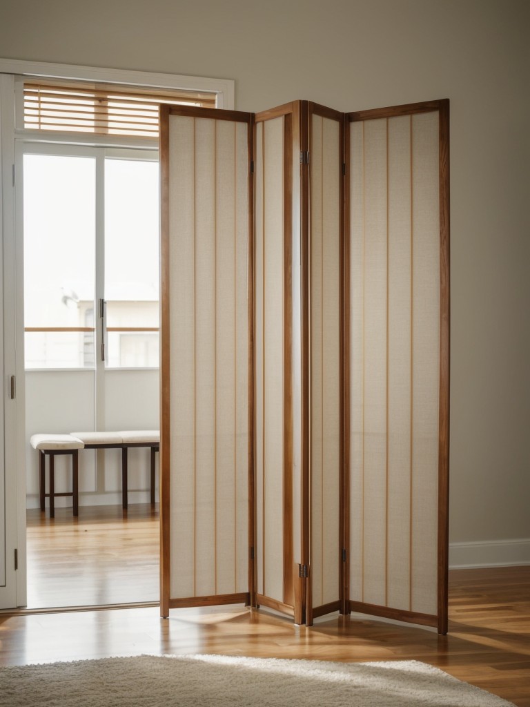 Incorporate a folding screen or room divider that can be easily moved and adjusted as needed.