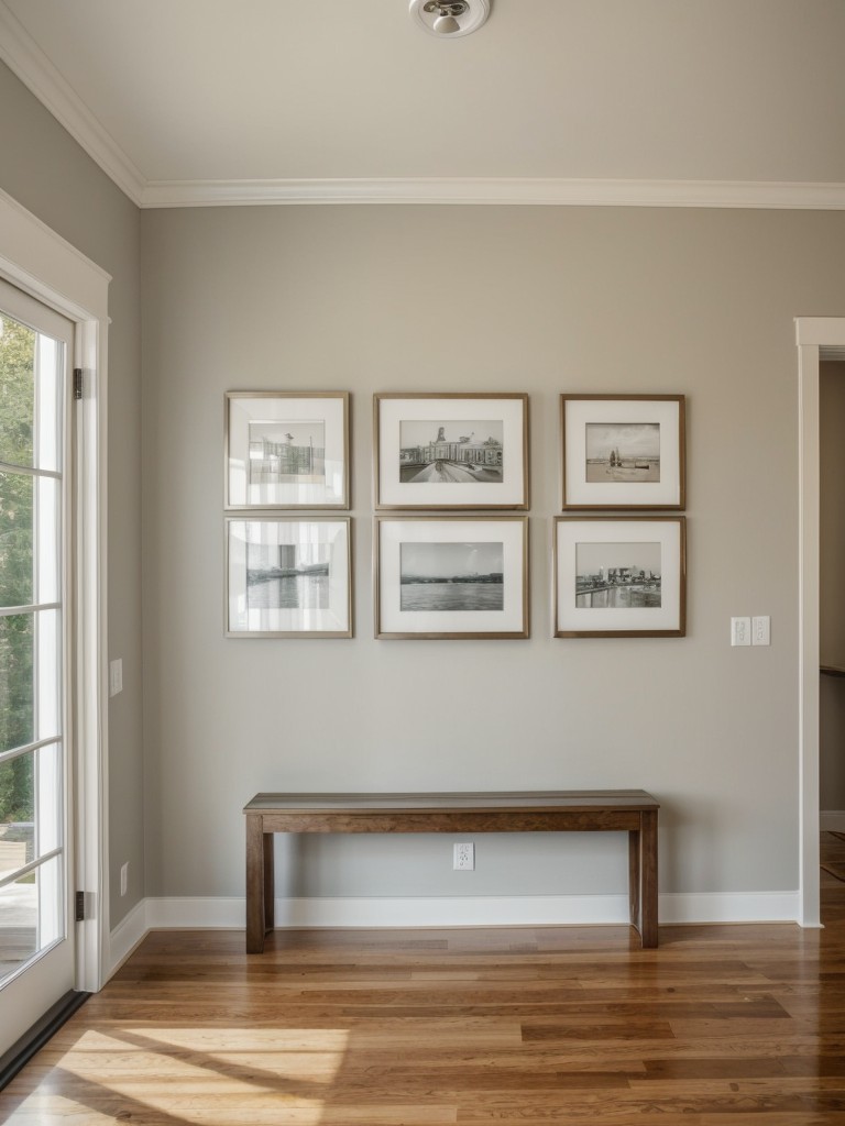 Install a partial wall with built-in niches to display artwork or decorative items and create separation.