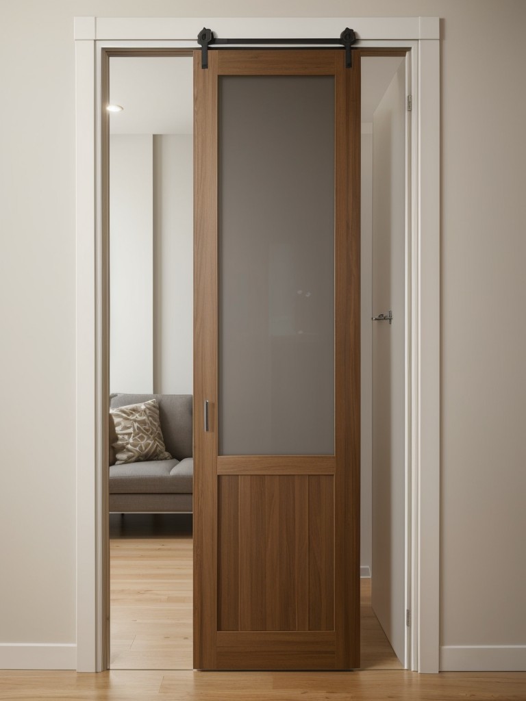 Install a stylish folding door that can be opened or closed to divide the space when desired.