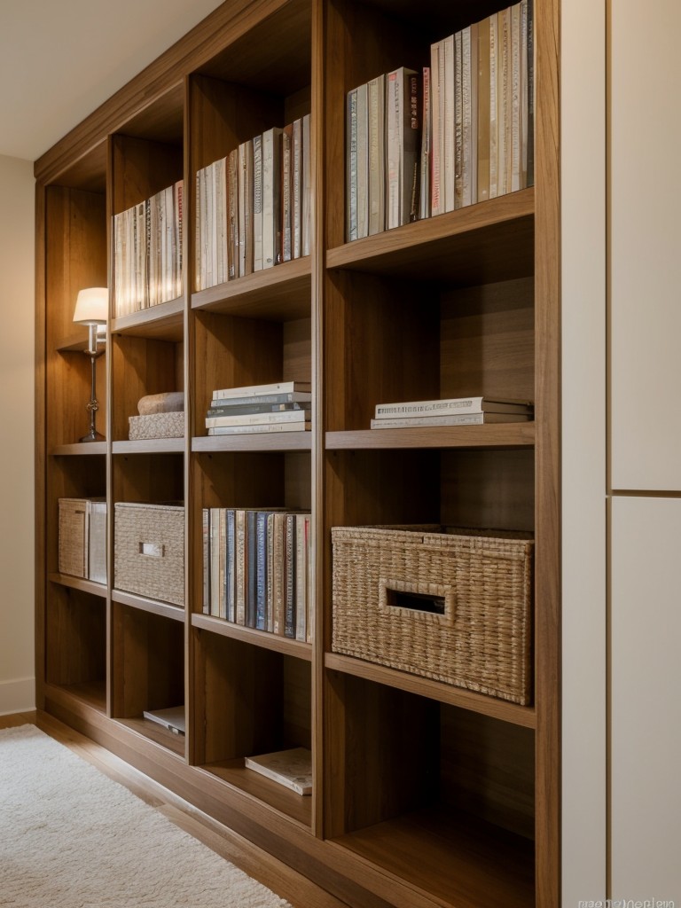 Use a large bookshelf with open cubbies to create a sense of privacy without blocking the light flow.