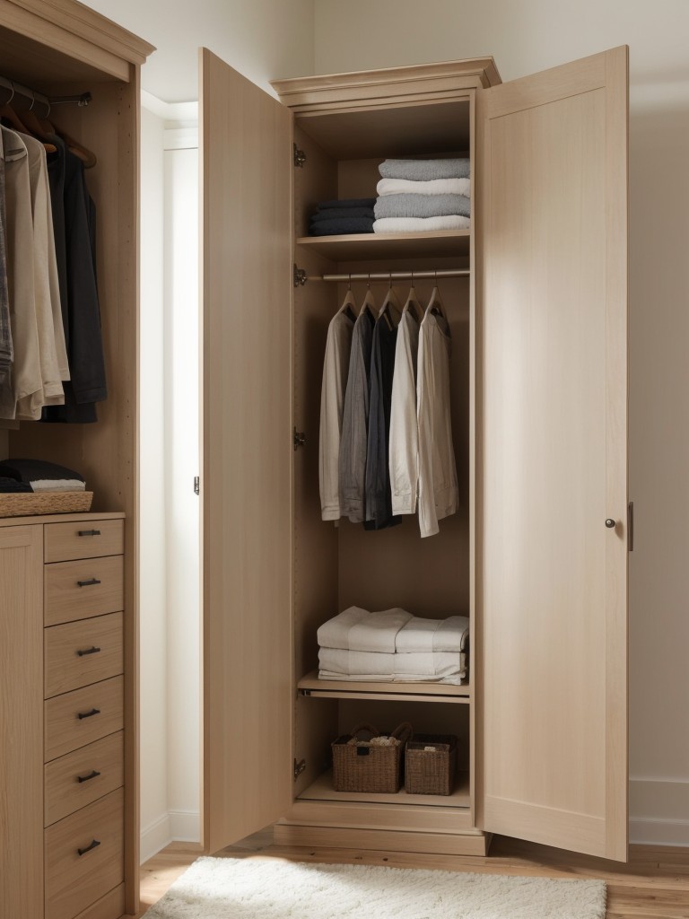 Use a large freestanding wardrobe or armoire to separate the bedroom from the living area.