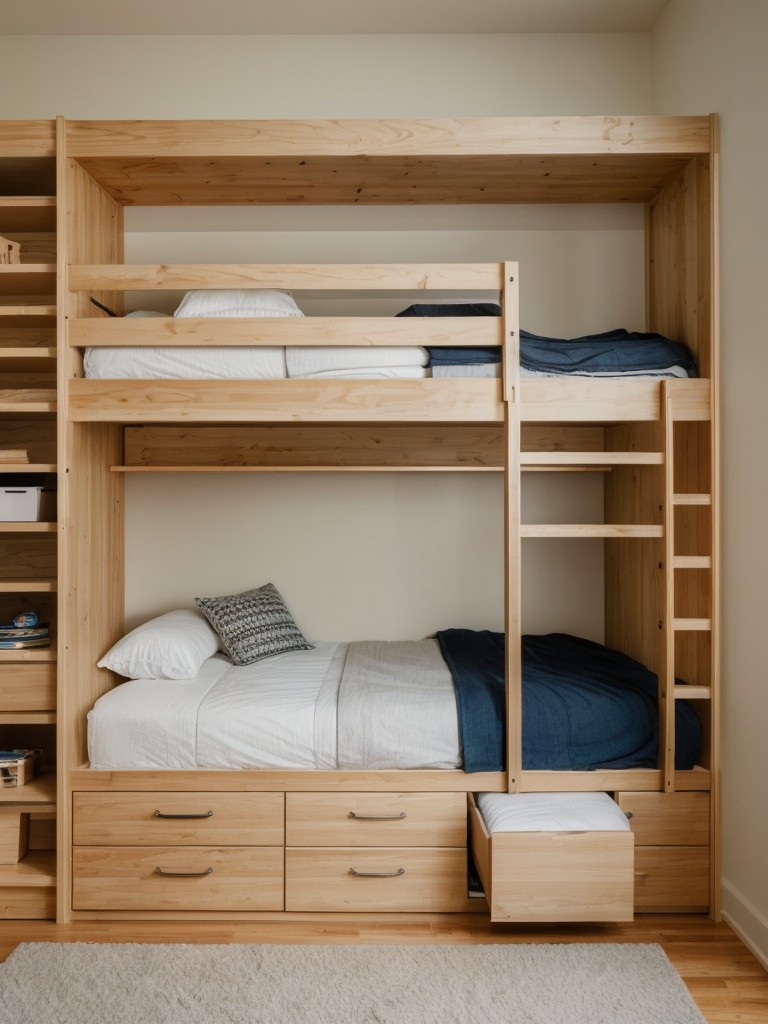 Consider multifunctional furniture pieces, like bunk beds with built-in storage or desks with shelving units, to optimize space in your child's apartment bedroom.