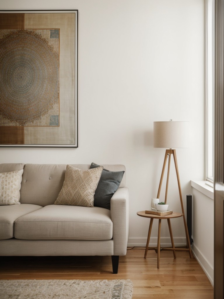 Elevate your apartment's aesthetic with statement wall art pieces, such as oversized paintings, framed photography, or contemporary tapestries.