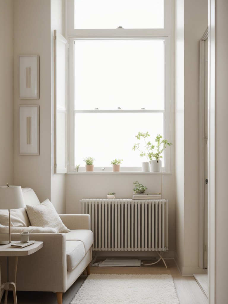 Opt for light, neutral color palettes, such as whites, creams, and pastels, to visually enlarge your small apartment and create a sense of airiness.