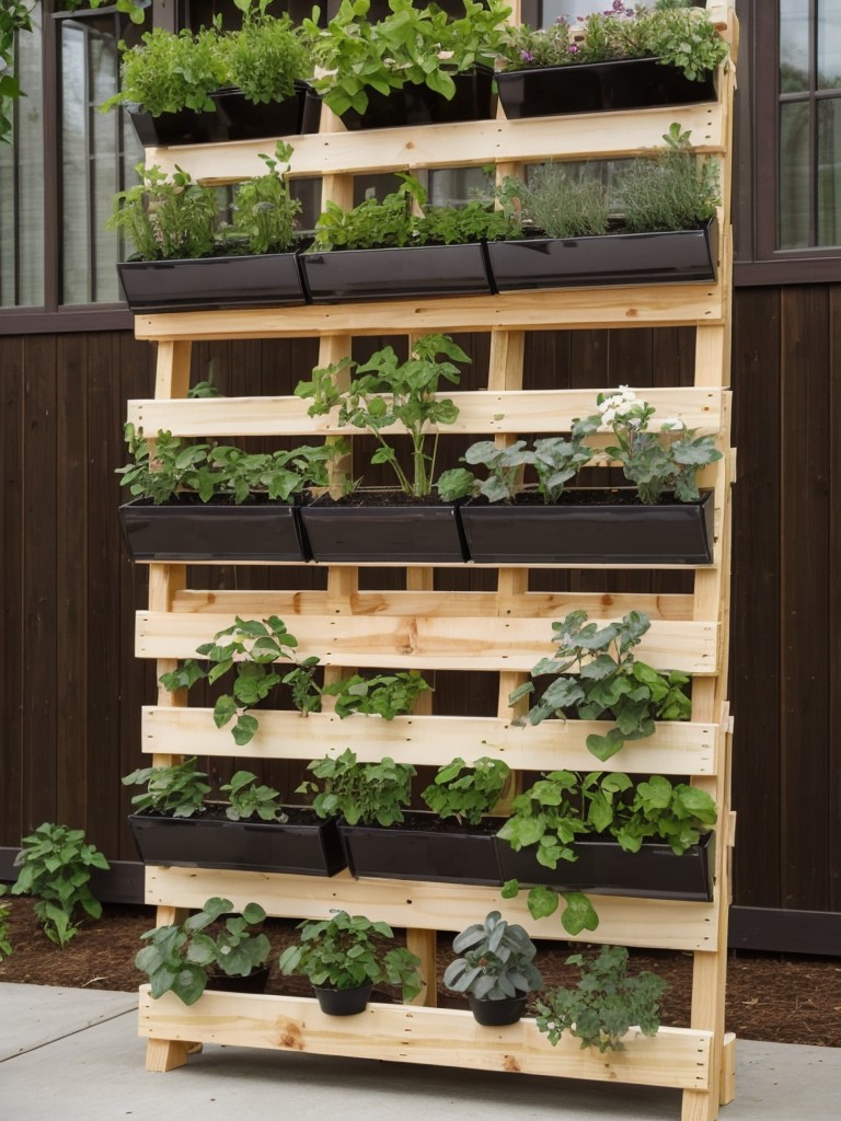 DIY vertical pallet garden for growing herbs or vegetables.