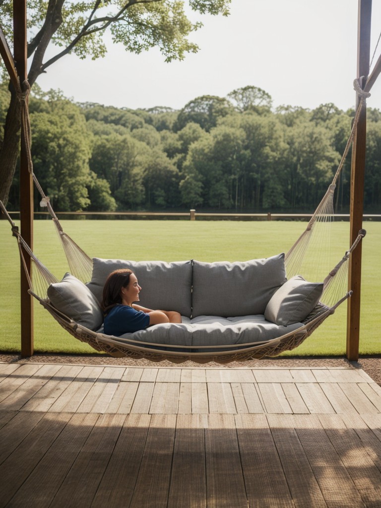 Hanging a hammock or swing for relaxation.