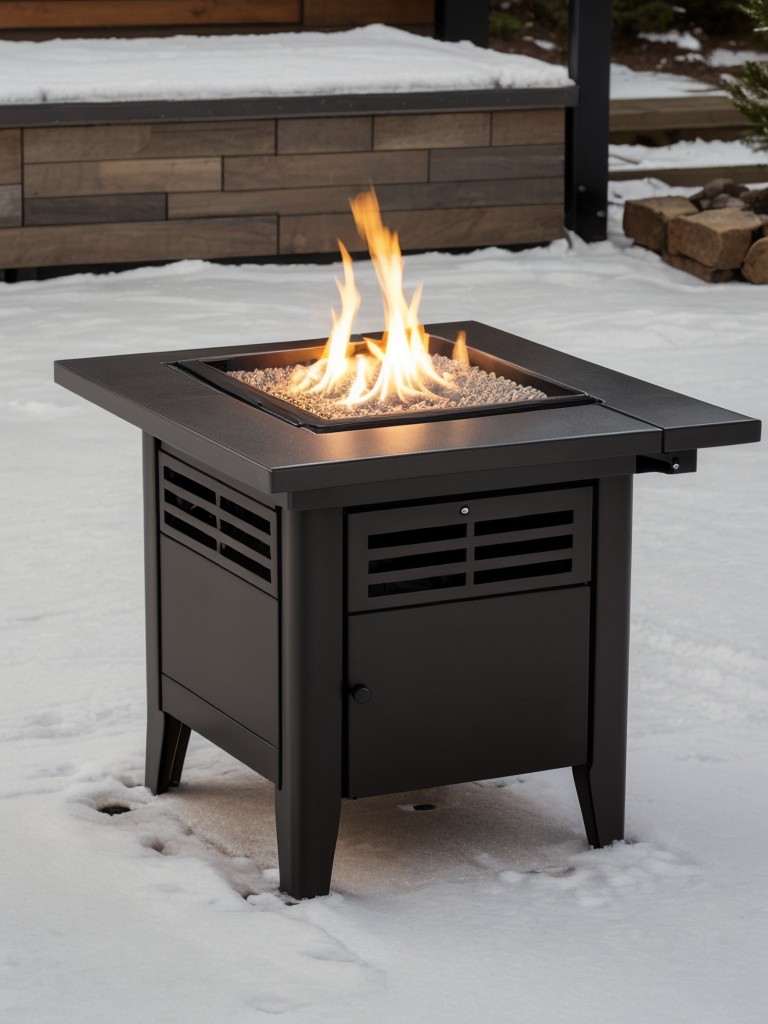 Incorporation of a small fire pit or tabletop heater for warmth.