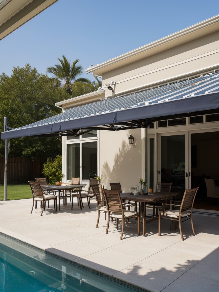 Installation of a retractable awning or umbrella for shade.