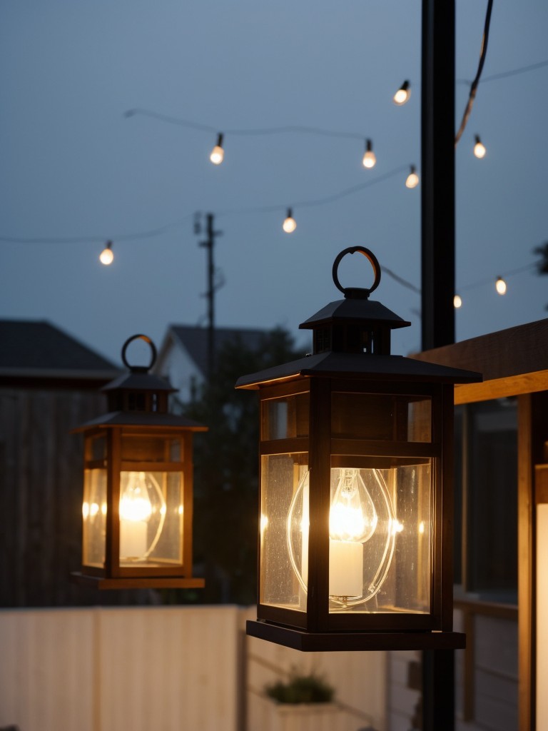 Use of string lights or lanterns for ambient lighting.
