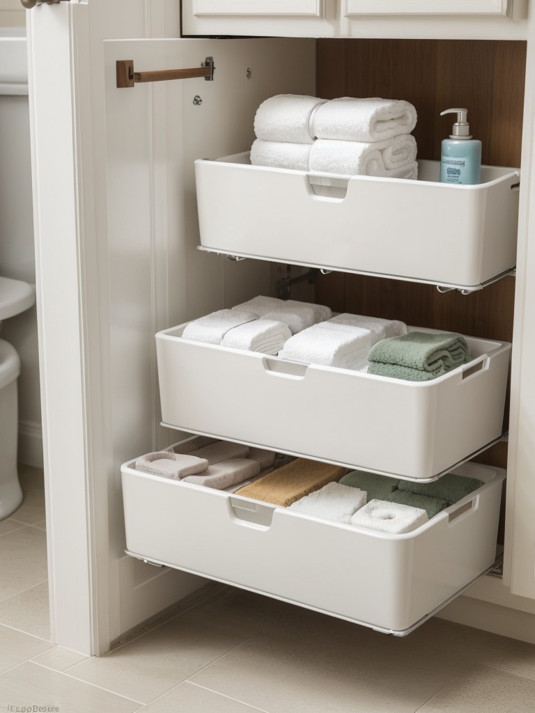 Add a behind-the-door shoe organizer to store and neatly display bathroom supplies like towels or toilet paper.