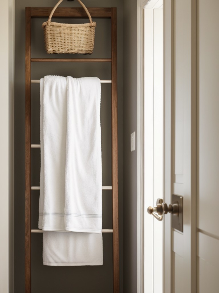 Consider using a decorative ladder to hang towels and bathrobes, adding visual interest while increasing storage space.