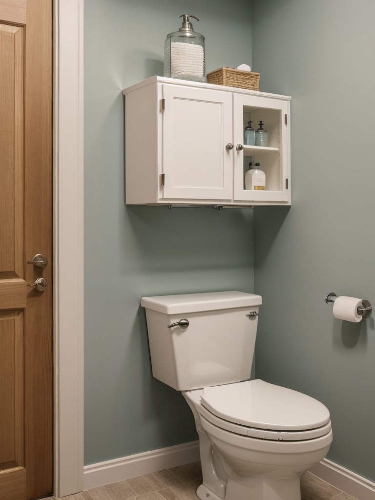Consider using an over-the-toilet storage unit or a wall-mounted cabinet to maximize storage in a small bathroom.