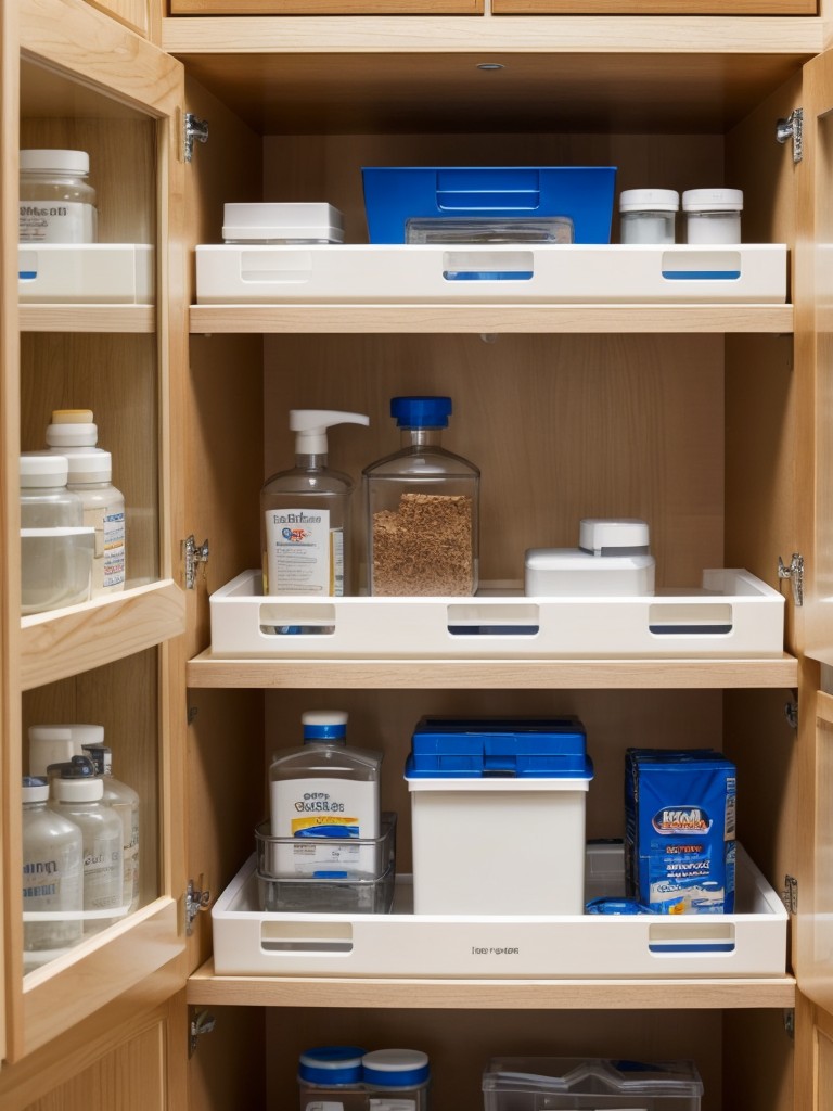 Install a medicine cabinet with built-in storage shelves to save space and keep items organized.