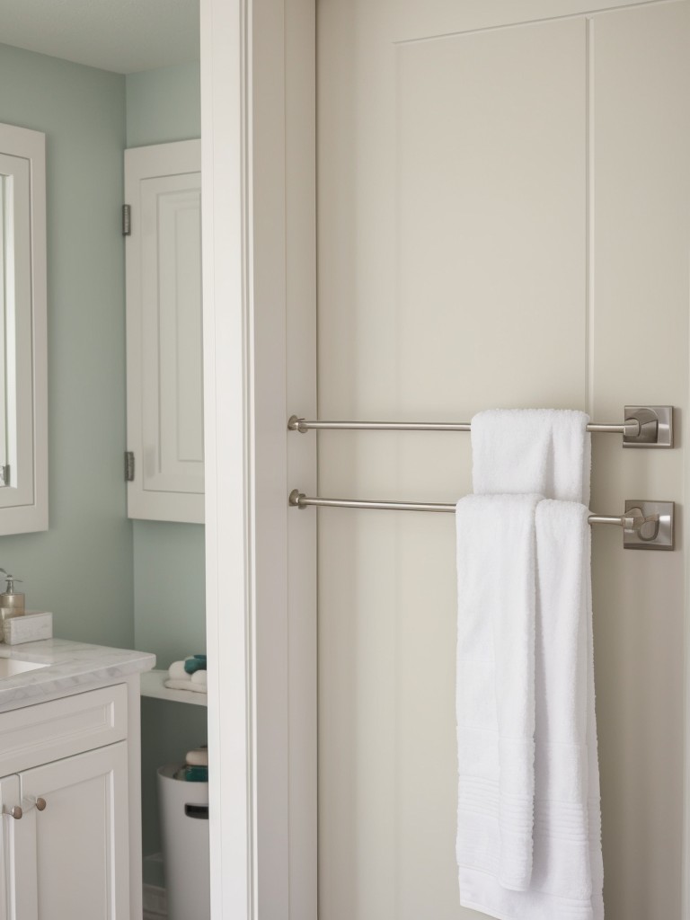 Install a towel rack or towel hooks on the back of your bathroom door to keep towels easily accessible.