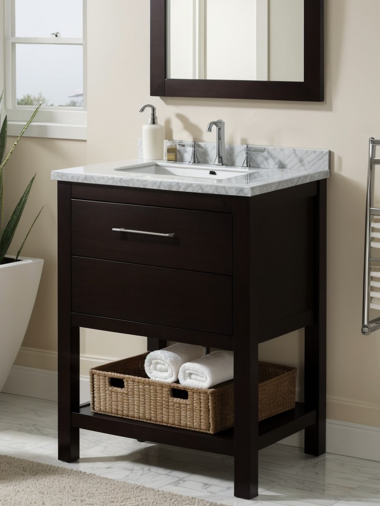 Opt for a vanity with drawers instead of open shelving to store toiletries and other bathroom essentials.