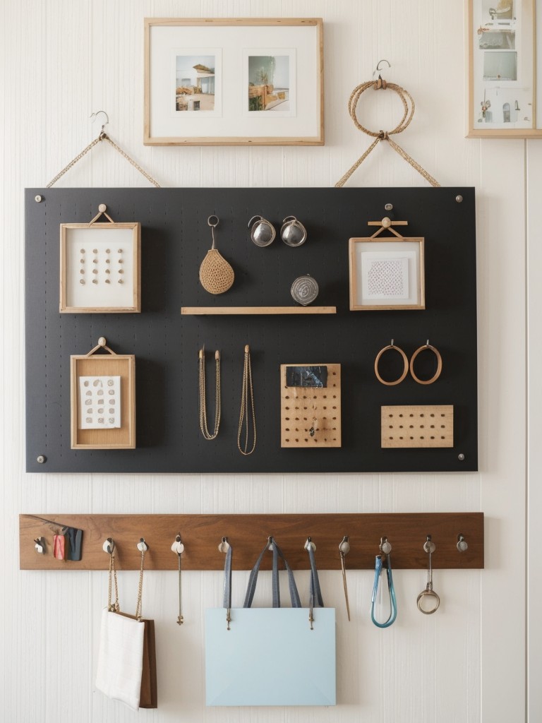 Hang a pegboard or corkboard on the wall to hang or display smaller items, such as jewelry or artwork.