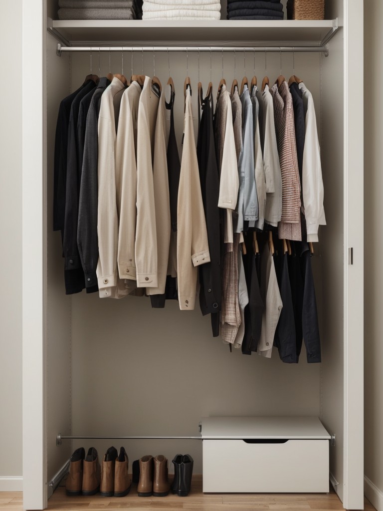 Install a clothing rack or open wardrobe system to display and organize your clothing and accessories.
