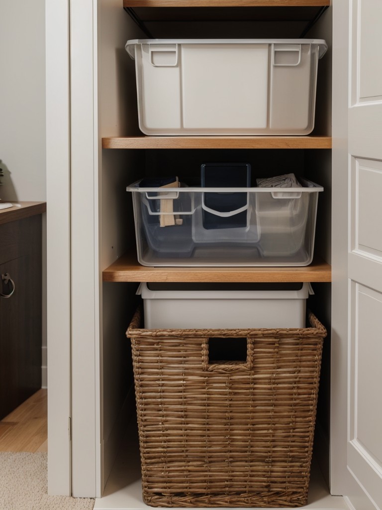 Utilize the space under your desk or vanity for additional storage with bins or baskets.