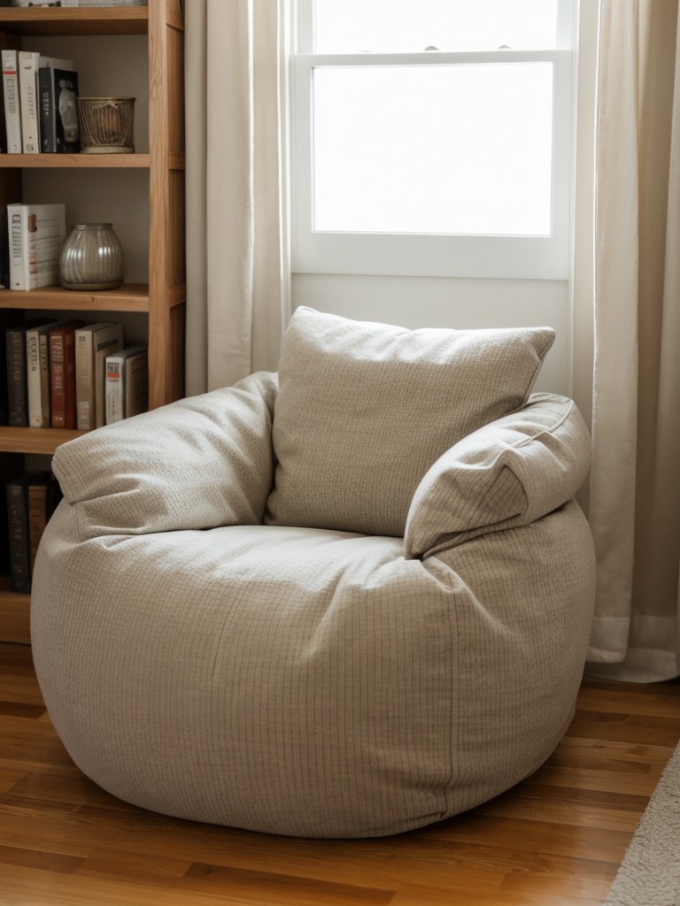 A cozy and comfortable reading chair or bean bag for creating a designated reading nook.