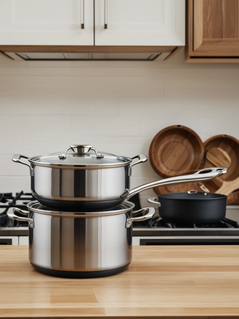 A set of high-quality and multi-purpose cookware or kitchen utensils for the budding chef.